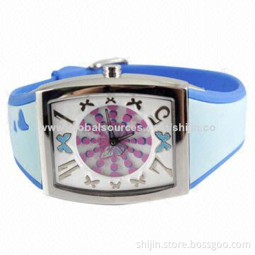 Silicone watch with square case for smart people, sky blue, OEM, China manufacturer